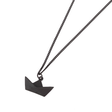 6pcs/lot lastest fashion jewelry accessories metal paper folded flexagon faced gold ingot shaped boat pendant necklace