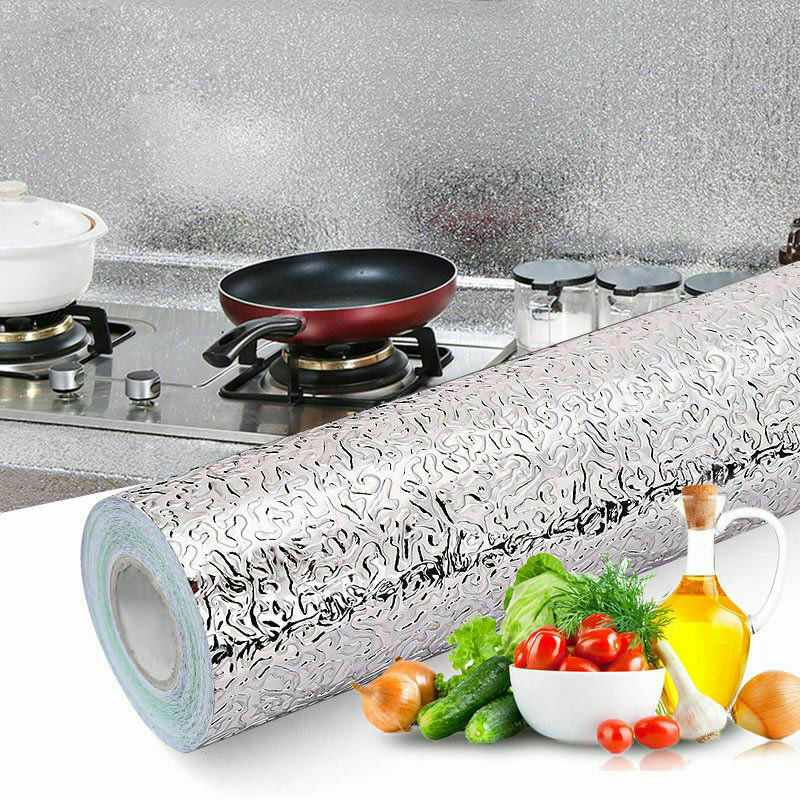 40x200/300cm Kitchen Oil-proof Waterproof Stickers Aluminum Foil Kitchen Stove Cabinet Self Adhesive Wall Sticker DIY Wallpaper