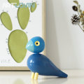 Nordic Denmark Wooden Bird Figurines Wood Carving Puppet Colorful Painted Sculpture Figure Animal Ornaments for Home Decoration