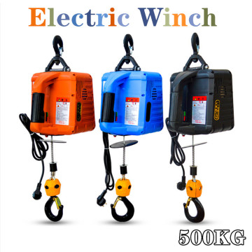 220V 500KG 7.6M Portable Electric Winch with wireless remote controller winch traction block Electric hoist windlass free shipp