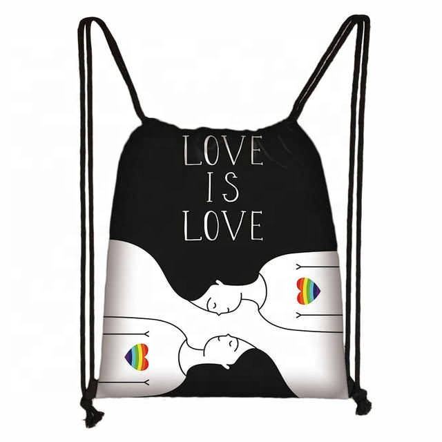 rainbow drawstring bag