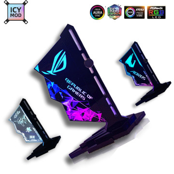 RGB GPU Bracket Vertical Acrylic VGA Holder Video Card Support 12V 4Pin 5V 3Pin AURA Chassis A-RGB Water Cooler Custom MOD Part