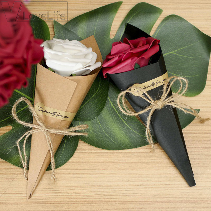 5Pcs/Lot DIY Kraft Paper Vintage Folding Card Gift Box Crafts Creative Gift Decoration Bouquet Handmade Flower Supplies 15x15cm
