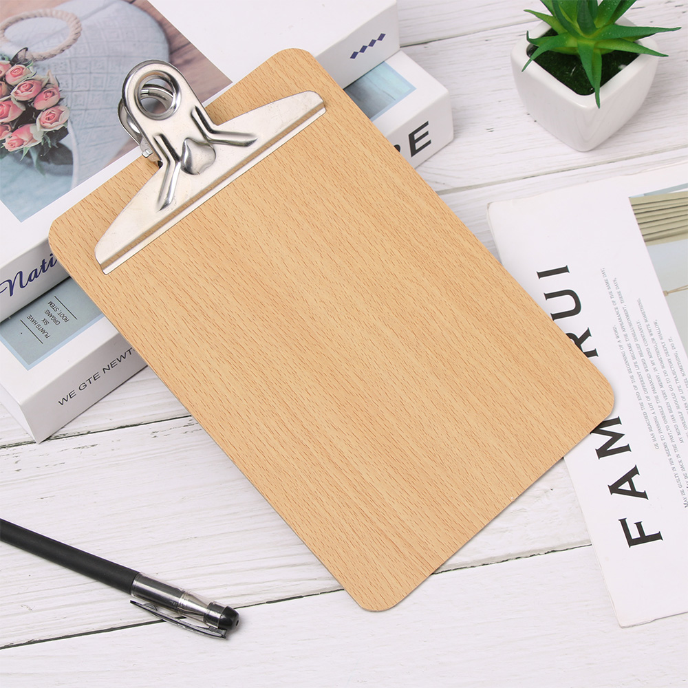 1 PC A4 A5 Wooden Clipboard Writing Sheet Pad Storage Clips Folders Board Office Stationery Note Pads Restaurant Hotel Supplies