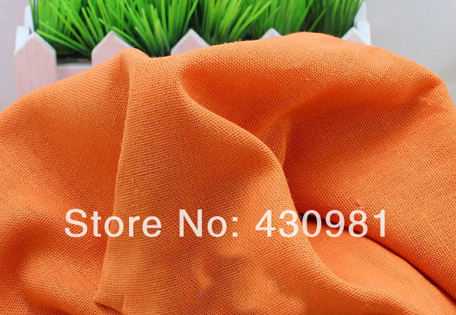 100cm*140cm Orange cotton linen cloth dress natural flax fabric material