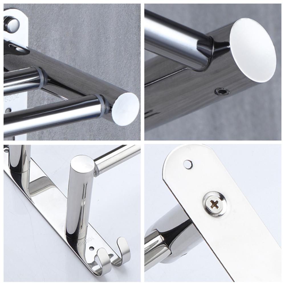 304 Stainless Steel Flexable Adjustable 50 to 90 CM 3 Ties Arm Towel Holder Bar Rail Hanger Rack Wall Mounted For Bathroom
