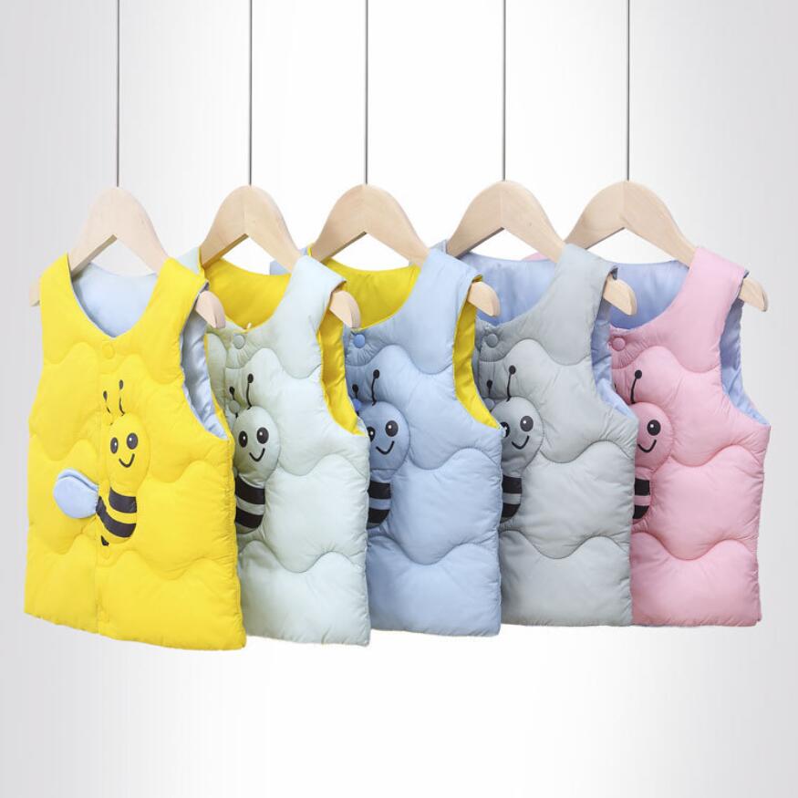 baby boys girls waistcoat cartoon bee cute little kids vest sleeveless autumn clothes for 1-8T children outfit warm jacket vest