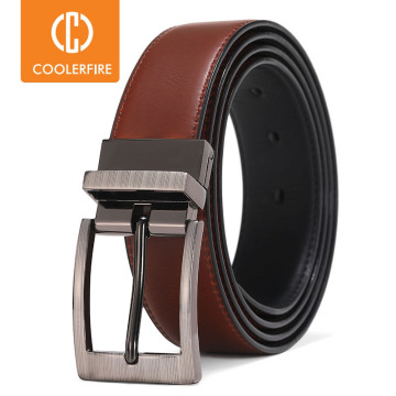 Classic Rotatable Pin Buckle Double sided Reversible Belt Jeans Strap Designer Luxury Male Genuine Leather Belts for Men HQ117