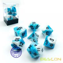 Bescon Gemini Polyhedral Dice Set Icy Track, Two-tone RPG Dice Set of 7 d4 d6 d8 d10 d12 d20 d% Brick Box Pack