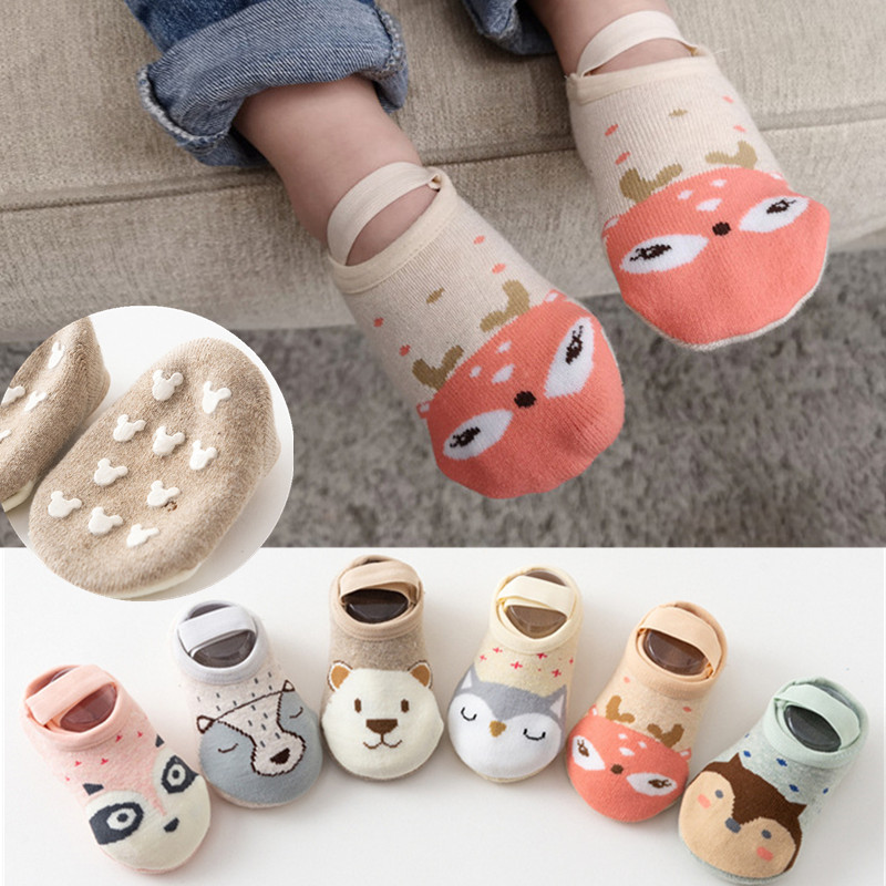 Cute Lovely Baby Boy Girls Socks Cartoon Infant Baby Non Slip Casual Socks For 0-3Y Boy Girls Cotton Socks