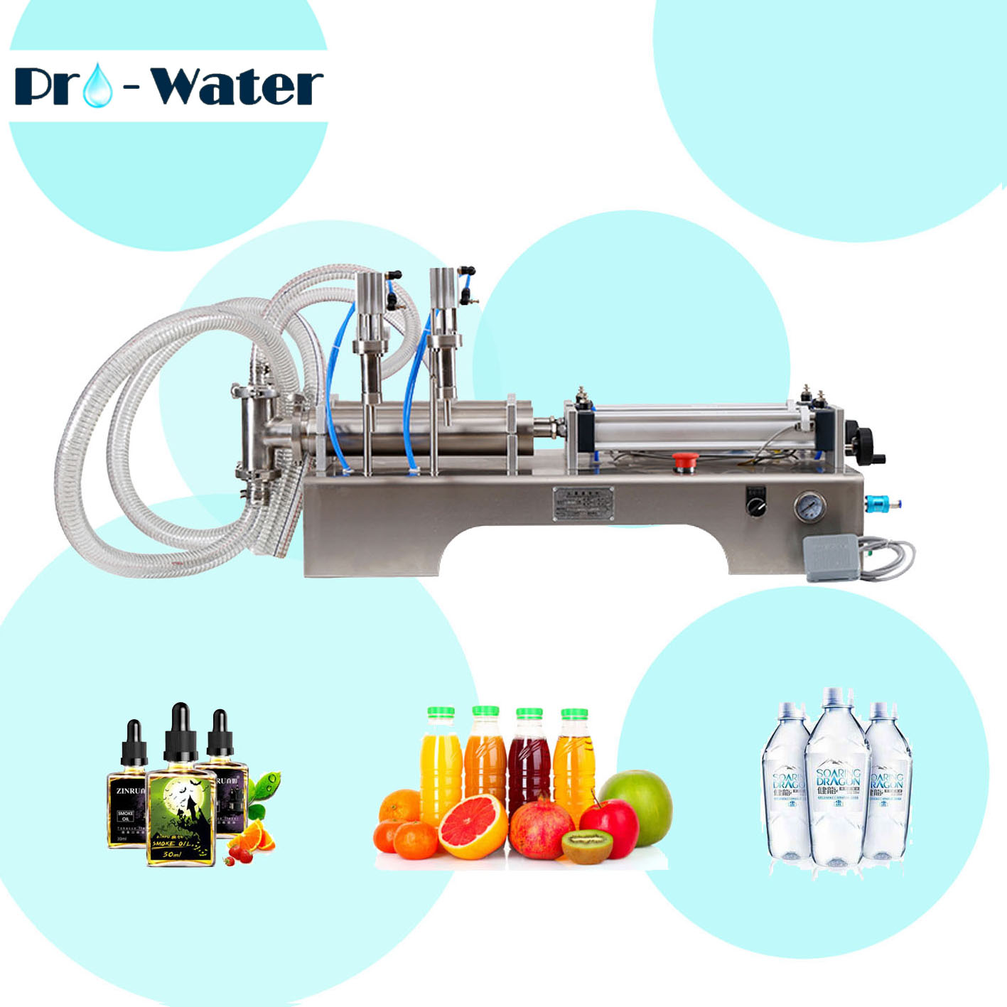 Liquid Filling Machine Pneumatic 316 Stainless Steel Double Heads Shampoo Water Oil Semi Auto Filler Food Safe Free Shipping