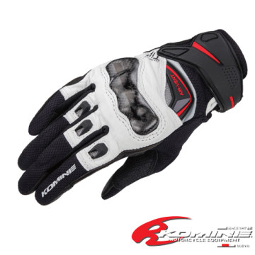Black White Komine GK-224 Carbon Protect Leather Mesh Gloves Motorbike Downhill Bike GK 224 Glove