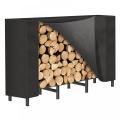 Black Firewood Rack Outdoor with Rainproof Cover
