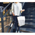 YILE Cotton Canvas Shopping Tote Shoulder Carrying Bag Eco Reusable Bag Zippered Small Stripe E168