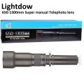 Lightdow Black 650-1300mm F8.0-F16 Super Telephoto Manual Zoom Lens+T2 Adapter Ring for Cannon Nikon Sony Pentax DSLR Cameras