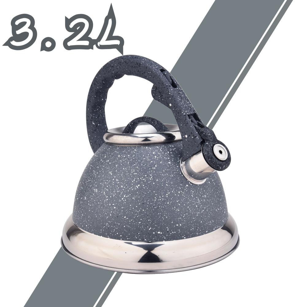 Grey Stainless Steel Whistling Tea Kettle