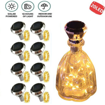 Solar Wine Bottle Cork Lights 2M 20 LEDs Copper Wire Colorful Fairy Garland String Lights Xmas Wedding Party Art Decor Lamp