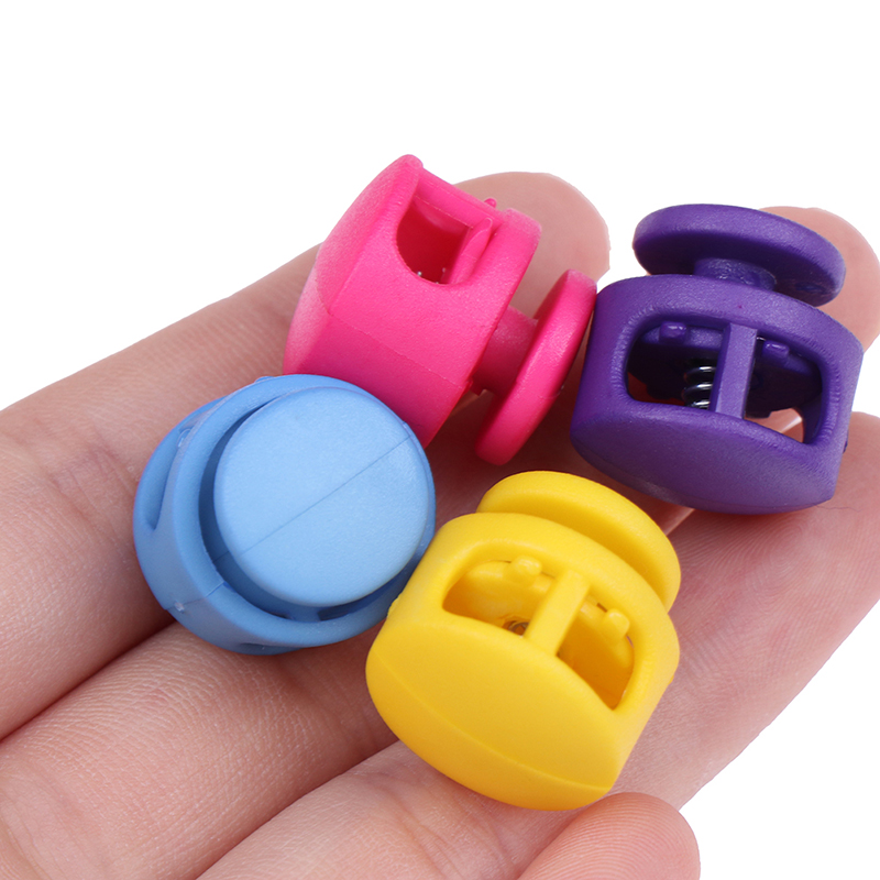 10pcs 16*17mm Multi Colors Plastic Paracord Cord Lock Clamp 2 Hole Toggle Clip Stopper Shoelace Cord Buckles Bag Parts Accessori