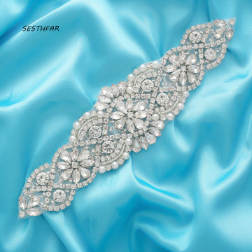 Trim Weddding Bridal Pearls Rhinestones Appliques Belt For Bridal Crystal Sash wedding Accessories F104