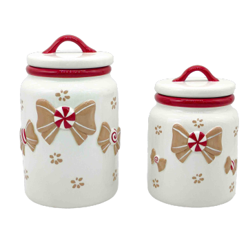 Bow Christmas cutlery jar