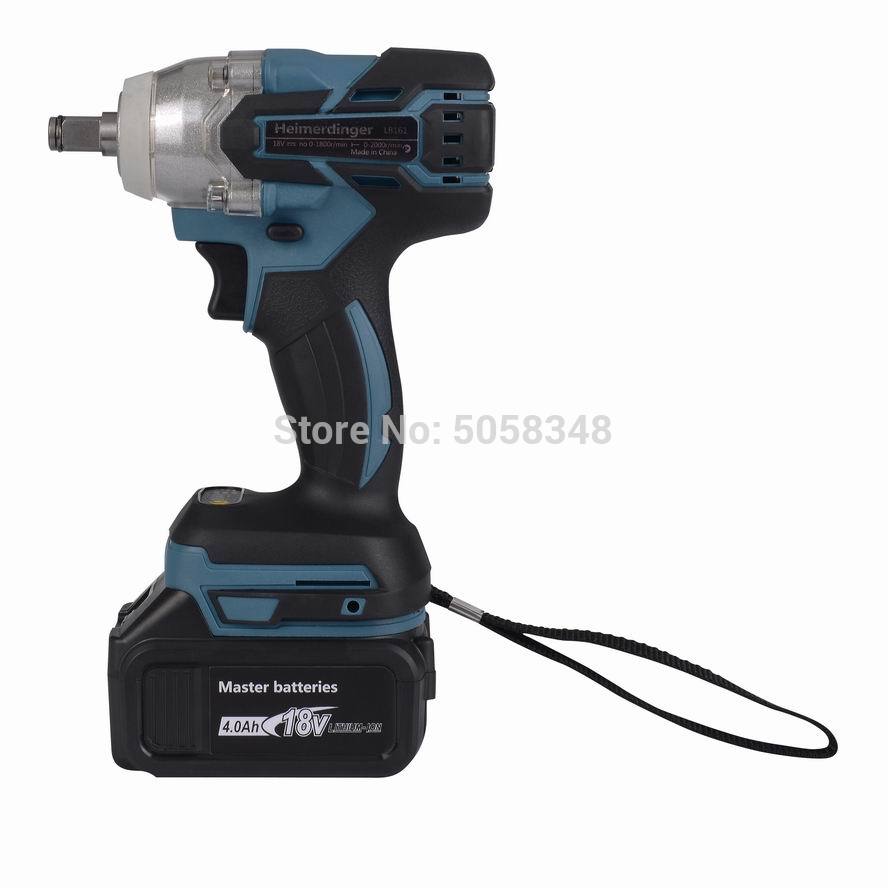 Electric Rechargeable Brushless Impact Wrench Cordless with one 18V 4.0Ah Lithium Battery