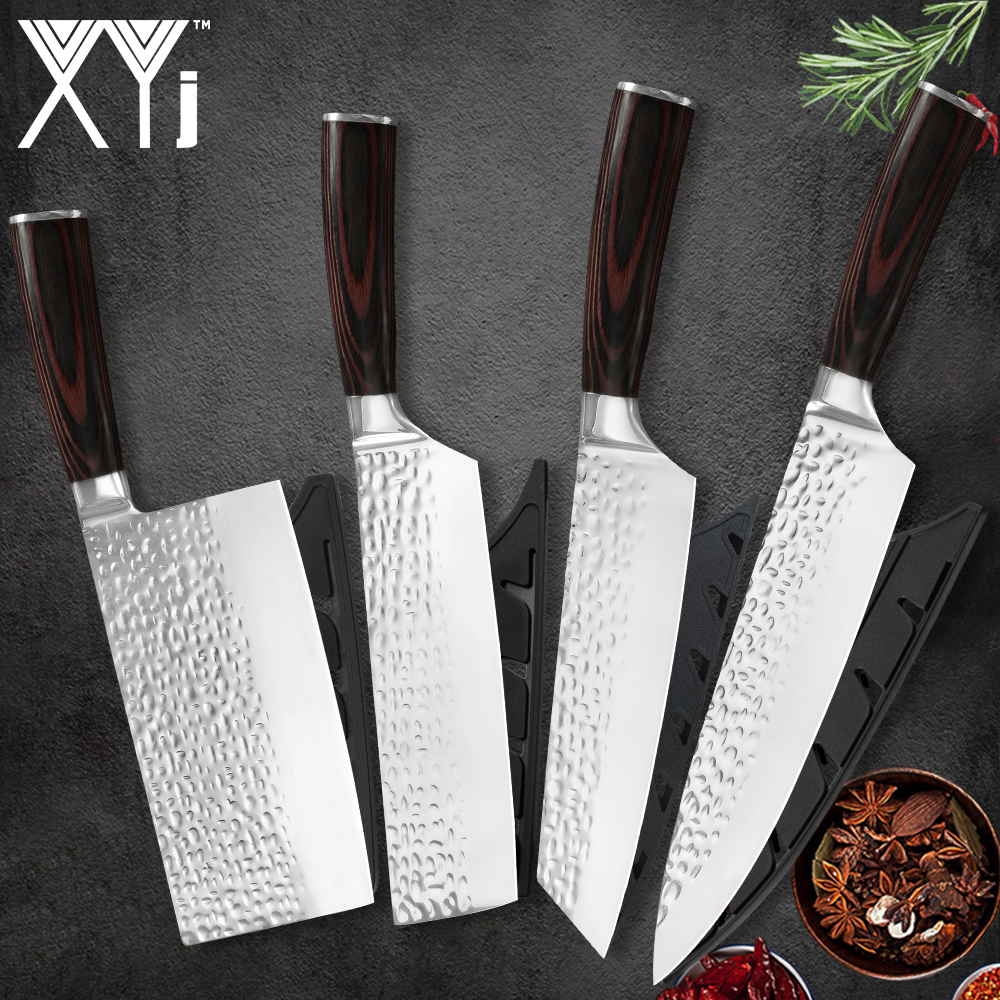 XYj 7'' 8'' Stainless Steel Chopping Knives Set Non-slip Blade Cleaver Chef Knife Meat Fish Kitchen Knives Professional Knifes