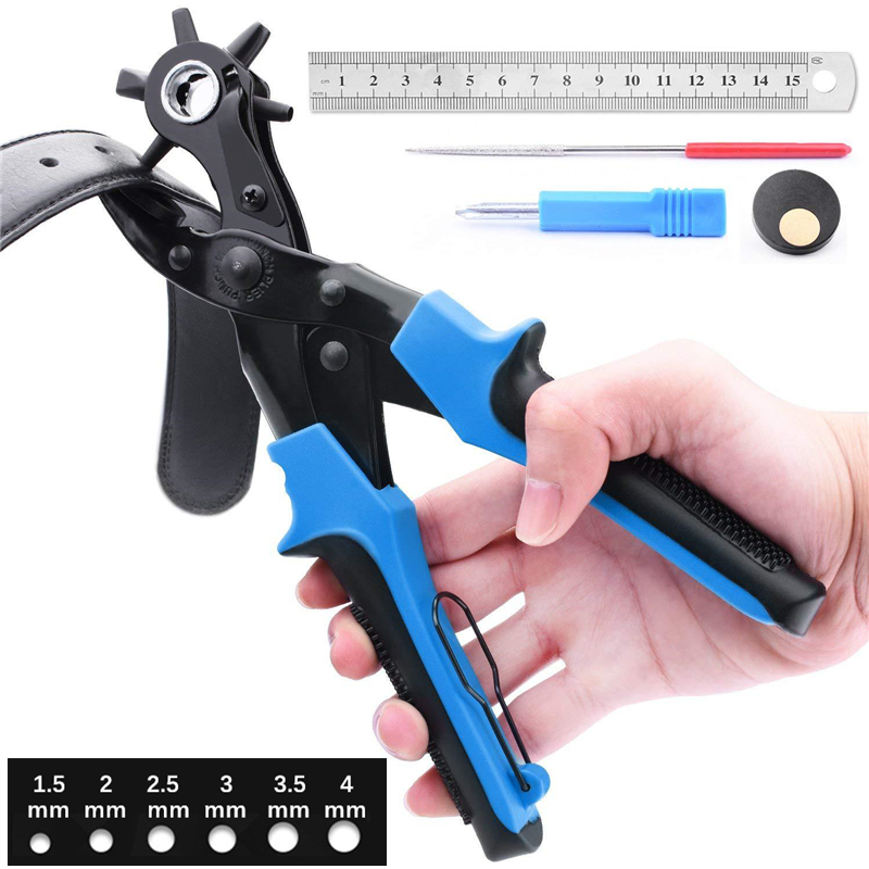 6 Holes Punch Plier Hole Punching Machine Round Hole Perforator Tool Make Hole Puncher For Watchband Cards Leather Belt