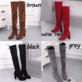 Women High Boot Faux Suede Women Over The Knee Boots Lace Up Sexy High Heels Shoes Woman Female High Boots Botas 34-43