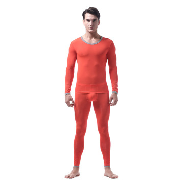 2PCS/Set Men Thermal Compression Set Ice Silk Underwear Men Sexy Long Johns Transparent Underwear Bottom Soft Legging Underwear