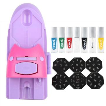 Pro Nail Art DIY Pattern Printing Manicure Machine with 6pcs Metal Stamp Stamper Nail Tools Color Draw Polish Nail Printer Tools