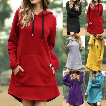 Women Hoodie sweatshirt dress Casual Hooded Pocket Long Sleeve Pullover Winter Harajuku Warm Hoodies Sweatshirts Dropshipping