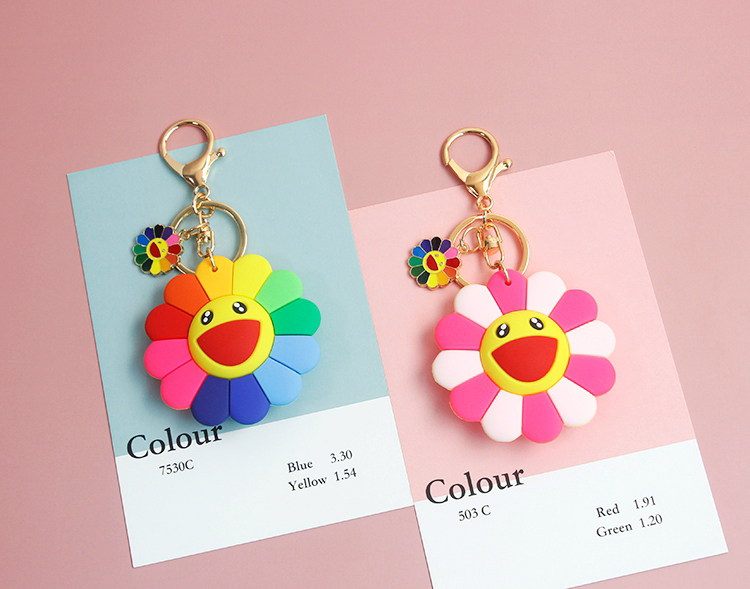 2020 Cute Sweet Sunflower Airpods Accessories Resin Rubber Keychain For Women Trinket Key Chains Ring Car Bag Pendent Charm D490