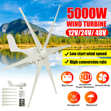 5000W 12V 24 V 48 Volt 6 Nylon Fiber Blade Horizontal Home Wind Turbines Wind Generator Power Windmill Energy Turbines Charge