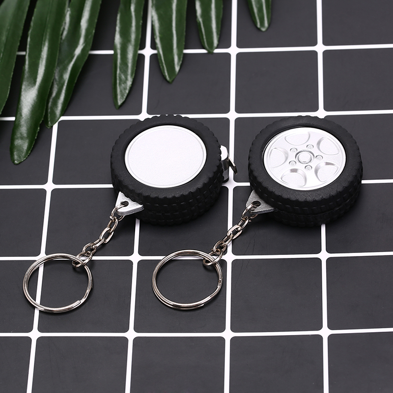 Creative Ew Design Mini Retractable Tape Measure Ruler Auto Parts Model Thicker Wheel Tyre Tire Keychain Woodworking