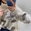Heavy industry twist leaf cashmere turtleneck sweater