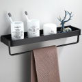 Bathroom Shelf Bath Shower Shelf with Hook Bar Bath Shampoo Holder Bathroom Corner shelf Black Aluminum Kitchen Storage holder