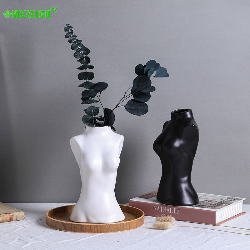 Hot Sale Nordic Abstract Female Body Art Design Sculpture Vase Home Decoration Ceramic Planter Flower Pot Basket Ornaments