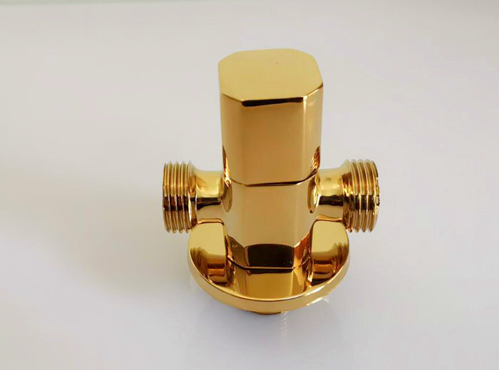 copper Plumbing Valve Wall two Outlet Male G1/2" gold Faucets Shower brass Angle Valve Bath Bathroom Accessories AG999