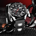 2020 LIGE Sport Chronograph Men's Watch Leather Band Wristwatch Big Dial Quartz Watches with Luminous Pointers Relogio Masculino