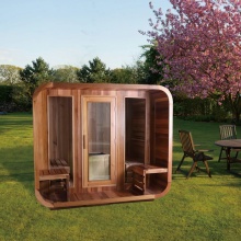 Traditional Outdoor Square Barrel Saunas with Porchs