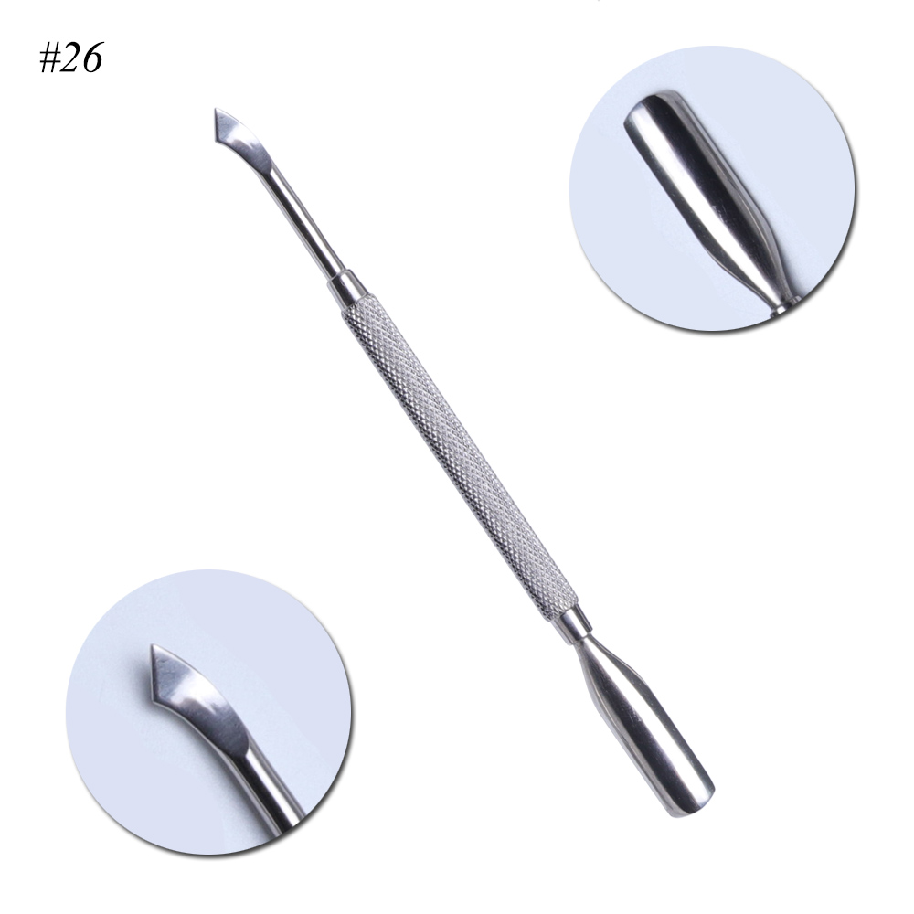 1Pcs Dual-end Nail Cuticle Pusher Spoon Stainless Steel UV Gel Polish Removal Trimmer Dead Skin Grinding Rod Manicure Tool JIA17