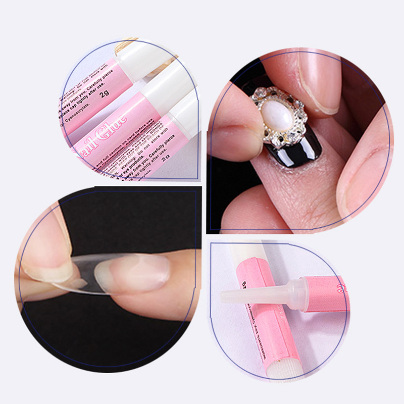 10 Pcs/bag 2g Nail Glue Strong Adhesive Acrylic False Nail Tips Rhinestone Manicure