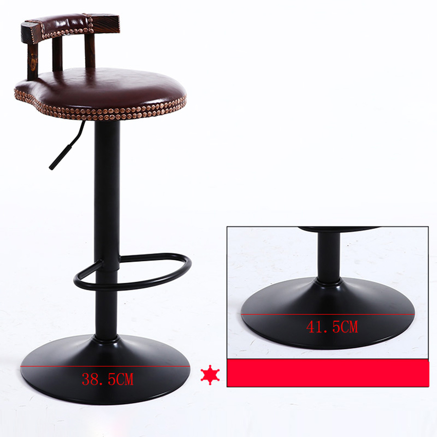 Industrial Rustic Retro Rotating Bar Stool Cafeteria Chair with Backrest Restaurant Coffee Creative Household Kitchen Decoration