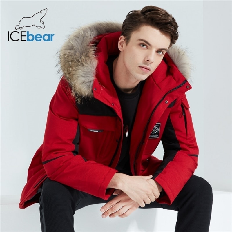ICEbear 2020 new winter men's warm down jacket high quality coat with fur collar brand male clothing MWY20609D