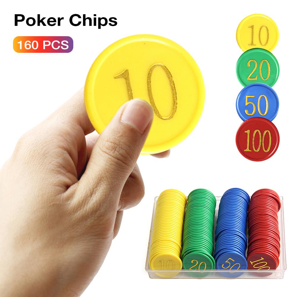 160 Tablets Boxed Plastic Chips Double-sided Bronzing With Digital Chips Plastic Chip Game Token Gaming Supplies