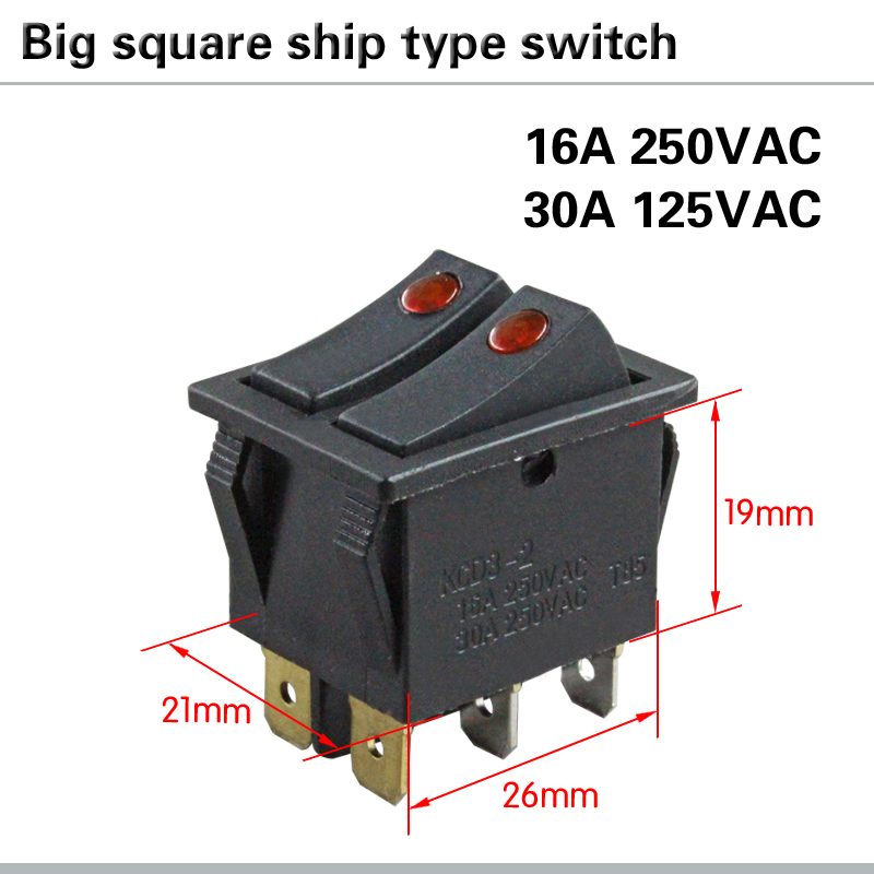 Electric Heater switch rocker switch power switch I/O 6 pin with light 16/30A 250VAC KCD3 boat switch cat's eye switch