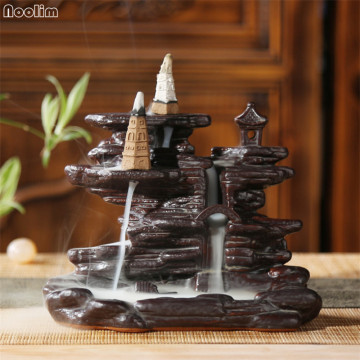 Retro Ceramic Waterfall Backflow Incense Burner Censer Holder Aromatherapy Furnace Ceramic Ornaments Home Tearoom Decoration