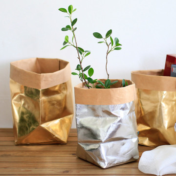 HAICAR Washable Kraft Paper Bag Plant Flowers Pots Multifunction Home Storage Bag Reuse Environmentally friendly bag