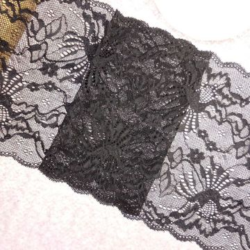 #71 Pure Black Lace 17.5CM Wide 2 yards/lot Stretch Elastic Lace Mesh Fabric Edge Trim Trimming Embroidered DIY Sewing Supplies