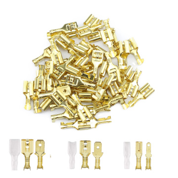 100Pcs/Lot 2.8/4.8/6.3mm Female and Male Crimp Terminal Connector Gold Brass/Silver Car Speaker Electric Wire Connectors Set